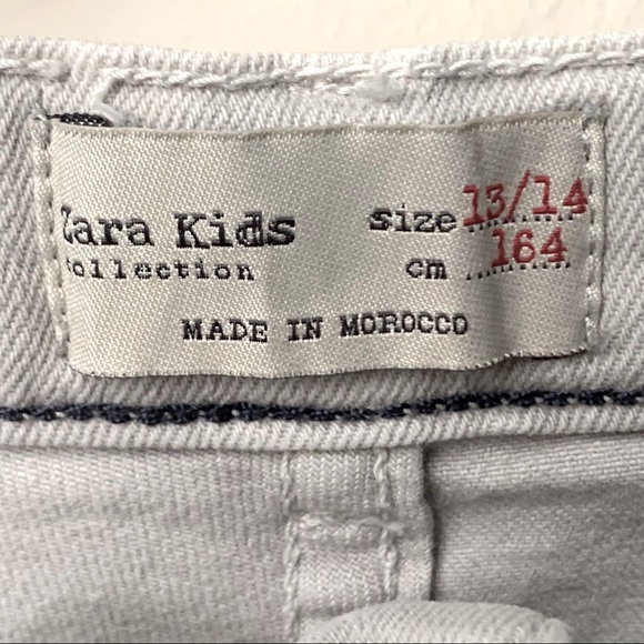 ZARA Kids Grey Denim Long Shorts Adjustable Waist Cotton Stretch 5 Pocket 13/14Y - Picture 2 of 16